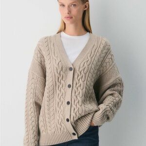 Aritzia Heritage Knit Merino Wool Cardigan | 100% Wool Cable Knit V-Neck